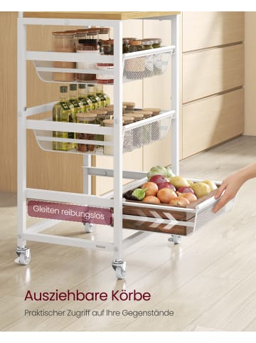 VASAGLE Beistellwagen Dacey in Eichenfarben-Weiß - (B)40 x (H)76 x (T)31.7 cm