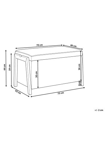 Beliani Bettbank EDLAND in Grau/Braun - (W) 75 x (H) 44 x (L) 43 cm