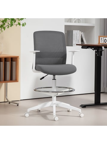 HOMCOM Bürostuhl in Grau 61,5L x 57,5B x 121H cm