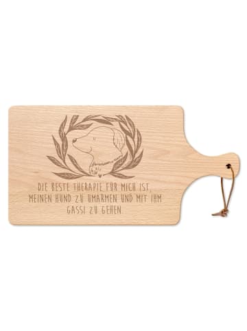 Mr. & Mrs. Panda Schneidebrett Hund Blumen mit Spruch in Transparent