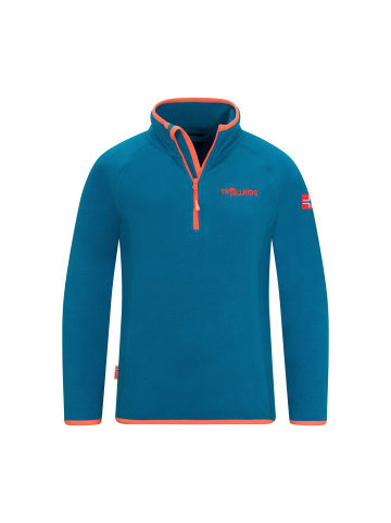 Trollkids Fleece-Pullover "Nordland" in Atlantisblau/Orange