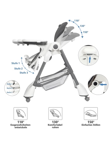COSTWAY 4 in 1 Babyhochstuhl in Grau