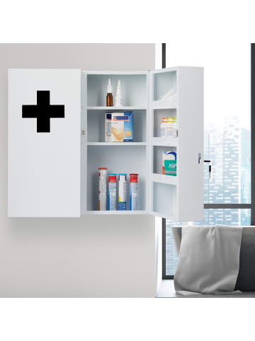 relaxdays Medizinschrank in Weiß/ Schwarz - (B)53 x (H)53,5 x (T)19 cm