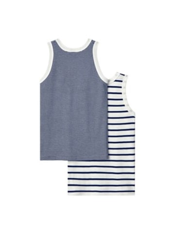 PETIT BATEAU 2er-Pack Unterhemden Ringel in Blau