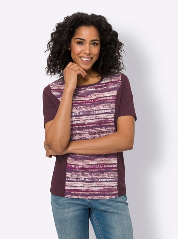 Sieh an! Kurzarmshirt in burgund-malve-bedruckt