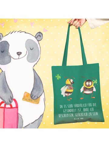 Mr. & Mrs. Panda Stofftasche Hummeln Kleeblatt mit Spruch in Mint