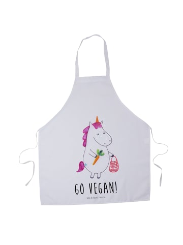 Mr. & Mrs. Panda Kochschürze Einhorn Vegan mit Spruch in Weiß