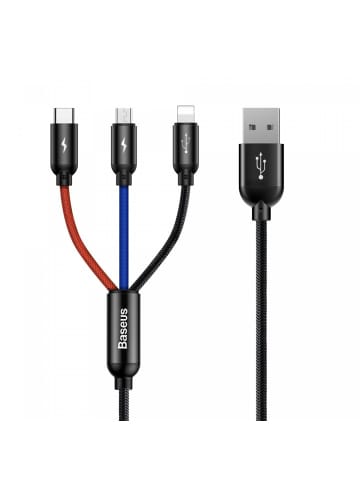 Baseus Baseus 3in1 USB-A kompatibel mit iPhone, USB-C, microUSB in Schwarz