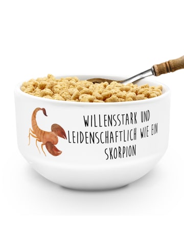 Mr. & Mrs. Panda Müsli Schale Sternzeichen Skorpion mit Spruch in Weiß