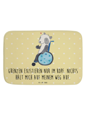 Mr. & Mrs. Panda Badvorleger Panda Rollstuhl mit Spruch in Gelb Pastell
