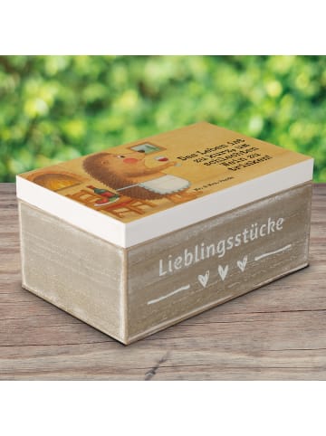 Mr. & Mrs. Panda Holzkiste mit Deckel Igel Wein Design mit Spruch in Weiß