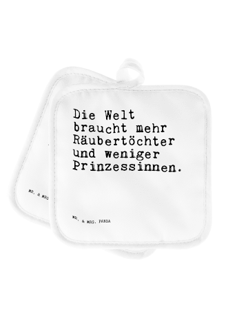 Mr. & Mrs. Panda Kochlappen Die Welt braucht mehr... mit Spruch in Weiß