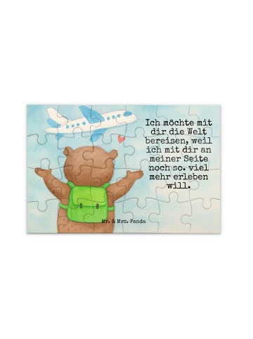 Mr. & Mrs. Panda Puzzle Bär Flugzeug Design mit Spruch in Weiß