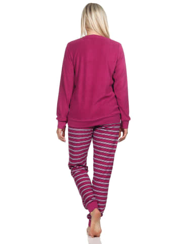 NORMANN Frottee langarm Schlafanzug Bündchen Pyjama - 82640 in beere