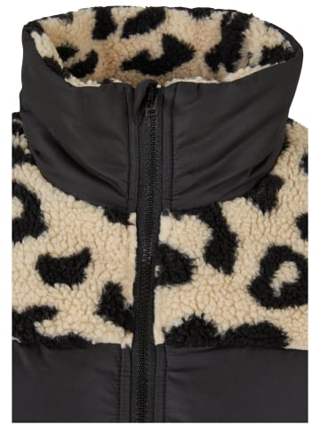 Urban Classics Urban Classics Damen Ladies AOP Sherpa Mixed Puffer Jacket in black/sandleo