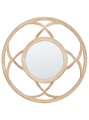 Beliani Dekospiegel IZTAPALAPA in Braun/Weiß - (W) 60 x (H) 60 x (L) 2 cm