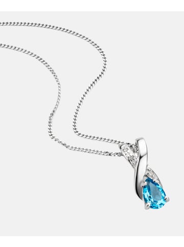 Diamant L'éternel Halskette mit Anhänger aus 375 Weißgold mit Diamant mit Topas