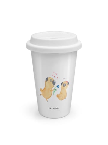 Mr. & Mrs. Panda Kaffeebecher To Go Mops Verliebt ohne Spruch in Weiß