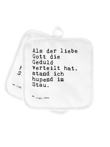 Mr. & Mrs. Panda Topfhalter Als der liebe Gott... mit Spruch in Weiß