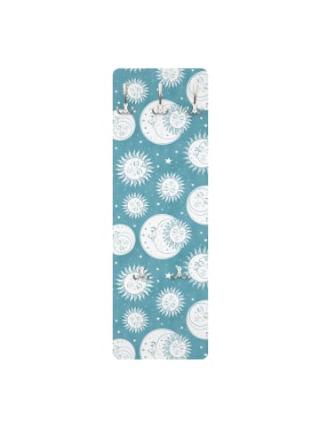 WALLART Garderobe - Vintage Sonne, Mond und Sterne in Blau