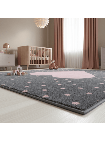 KADIMA DESIGN Teppich Kinder Kurzflor Herz Polypropylen Kinderzimmer