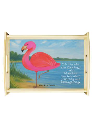 Mr. & Mrs. Panda Küchentablett Flamingo Classic Design mit Spruch in Weiß