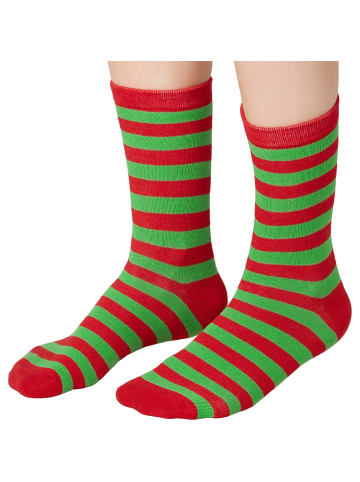 tectake Zweifarbige, gestreifte Weihnachtssocken, rot/grün