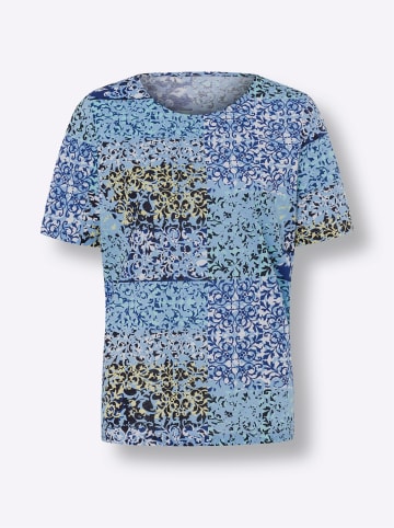 Sieh an! Kurzarm-Shirt in royalblau-himmelblau-bedruckt