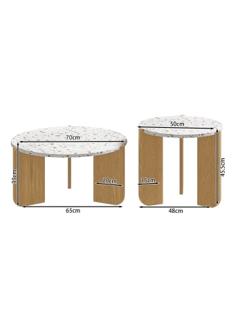 ABRIHOME Couchtisch Set in Beige 2-tlg für Wohnzimmer Sofa Balkon