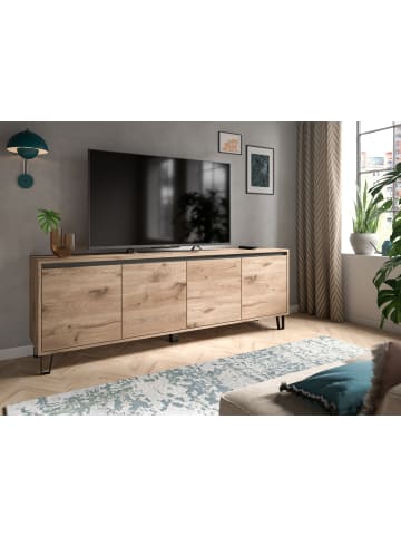 Inn.Furn TV-Lowboard Eiche Viking 184 cm, Fernsehschrank in Komforthöhe mit Soft-Close