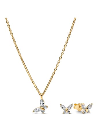 Pandora Damen-Schmuckset Kette und Ohrringe Schmetterling Goldfarben