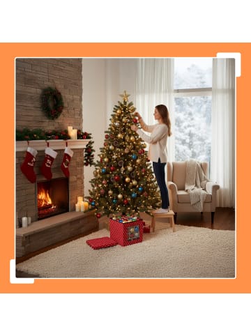 relaxdays 3 x Weihnachtskugel-Aufbewahrungsbox in Rot - (B)33 x (H)33 x (T)33 cm