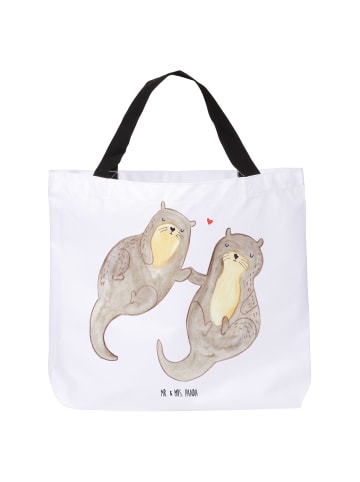 Mr. & Mrs. Panda Tote Bag Otter Hände halten ohne Spruch in Weiß