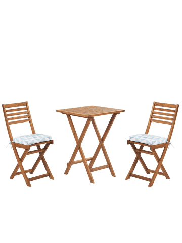 Beliani 3-tlg Bistro Set FIJI in Braun/Weiß/Blau