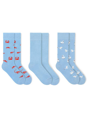 von Jungfeld Gemusterte Socken Classic & Icons Socken Bundle in Hellblau