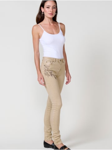 KOROSHI Schlanke Doppel-Push-Up-Jeans mit Stickerei für Damen in weiß