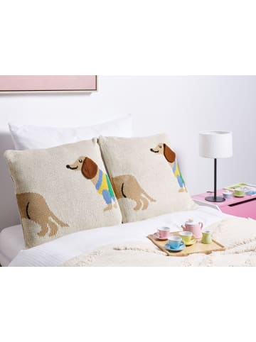 Beliani 2er-Set Dekokissen BATTAL in Beige/Gelb/Grün