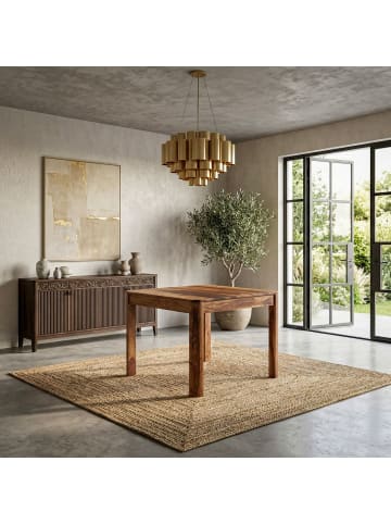 FineBuy Esstisch in Braun / Sheesham / 80x80x76
