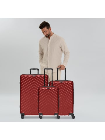 Redolz Essentials 18 4 Rollen Kofferset 3-teilig mit Dehnfalte in metallic-red shiny