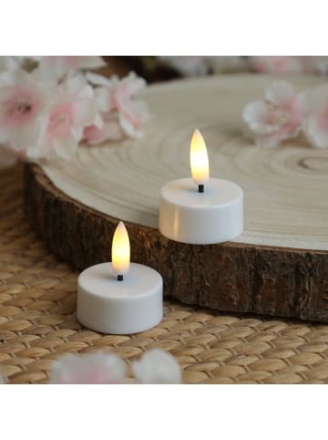 Adilina 2x LED Teelichter mit Batterien Timer flackernd D: 3,8cm weiß