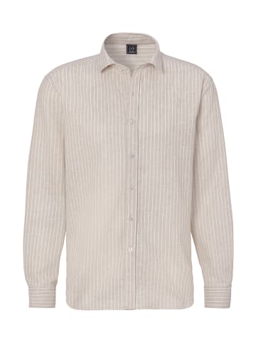 John Devin Langarmhemd in beige-weiß-gestreift