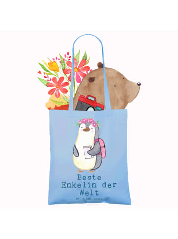 Mr. & Mrs. Panda Tasche Pinguin Beste Enkelin der Welt mit Spruch in Sky Blue