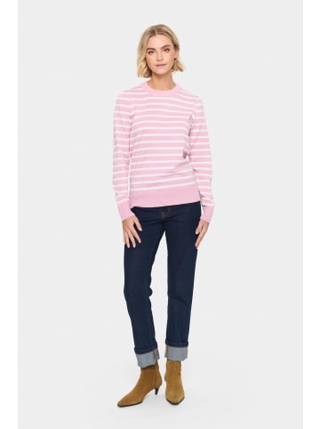 SAINT TROPEZ Strickpullover MilaSZ Gerade Passform in Pink Nectar/Ice Mel Stripe