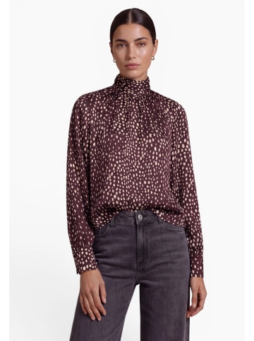 Zero  Satin-Bluse mit Animalprint in Brown/Cream