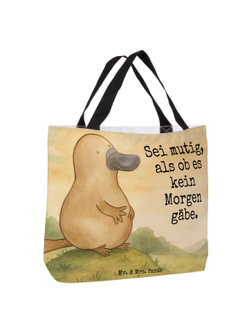 Mr. & Mrs. Panda Stoffbeutel Schnabeltier Mut Design mit Spruch in Weiß