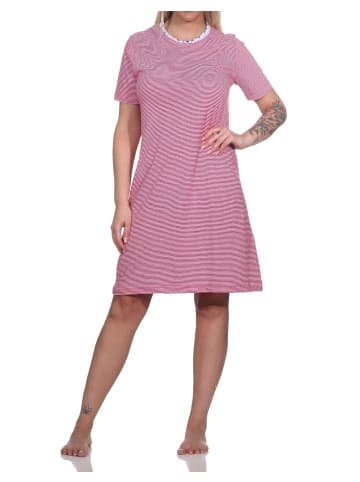 NORMANN Kurzarm Nachthemd Streifen - 79399 in rot