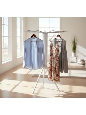 relaxdays Wäscheständer in Weiß/ Silber - (H)121 x Ø112 cm