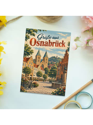 Postkarte Stadtbild nostalgisch Design mit Spruch in Weiß