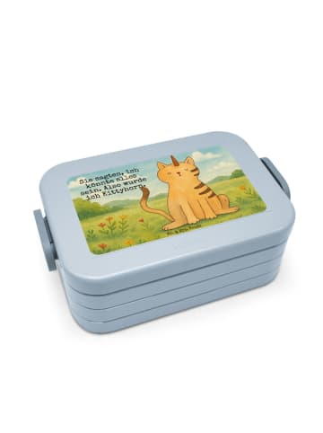 Mr. & Mrs. Panda Brotbüchse Einhorn Katze Design mit Spruch in Blau Pastell
