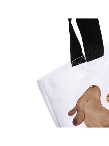 Mr. & Mrs. Panda Damen Schultertasche Hund Keks mit Spruch in Weiß